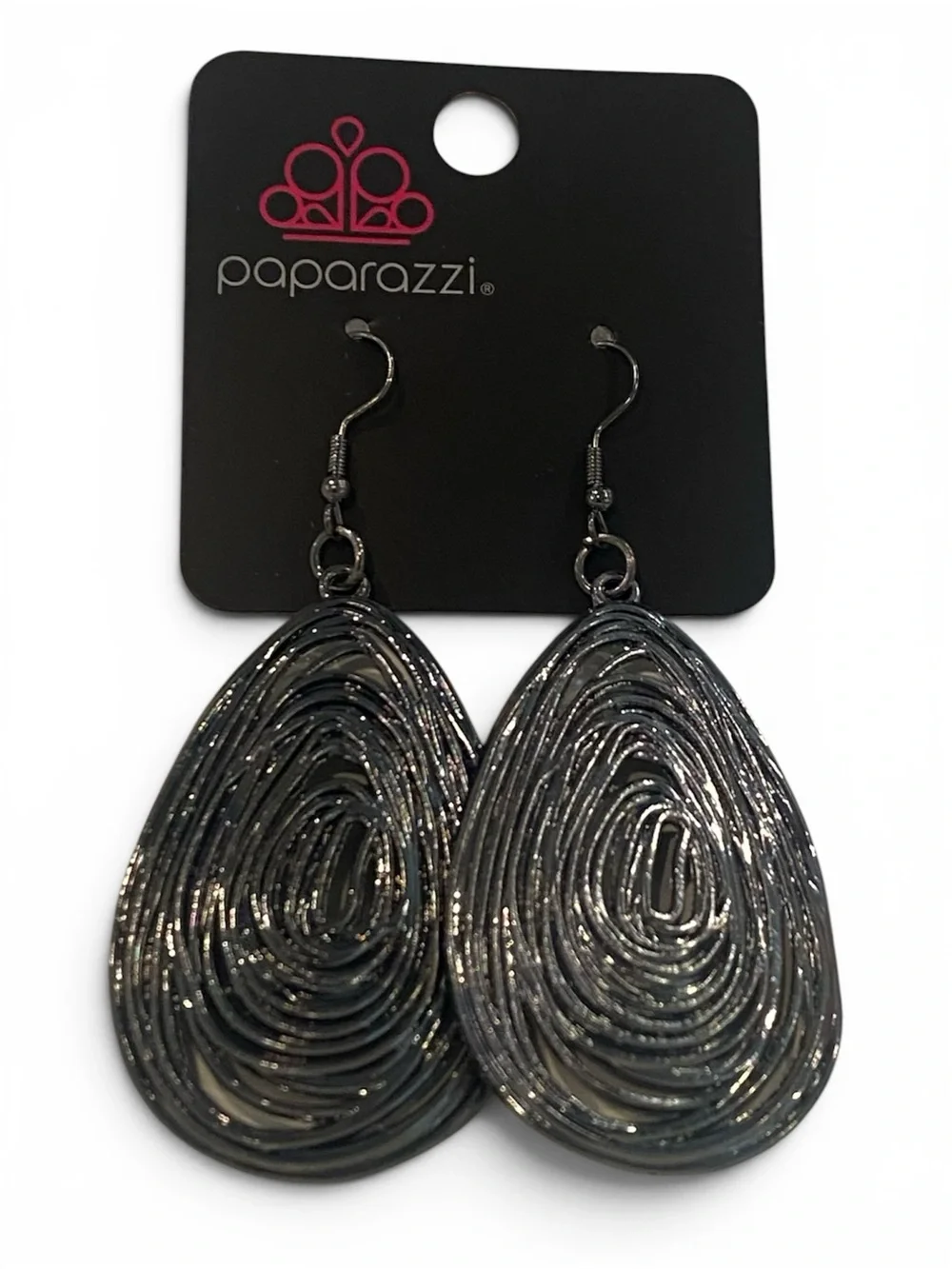 NEW! Shimmering Black Teardrop Dangle Earrings Rural Ripples